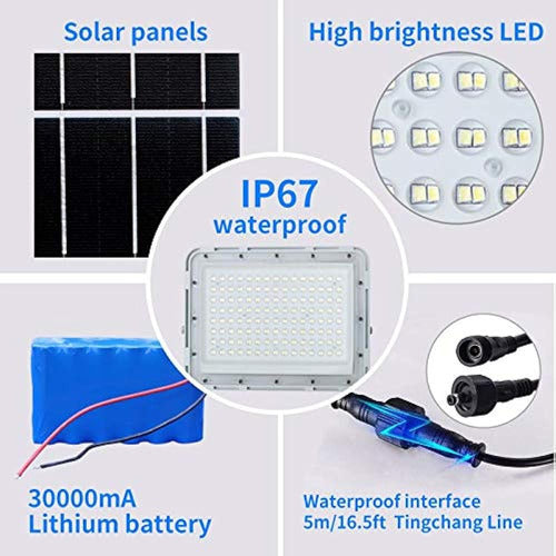 Luces De Inundación Solares Led De 300 Vatios, Luz De Inunda 3