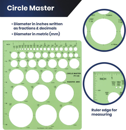 Pacific Arc Professional Circle Guide, 45 Circles from 1/16" to 2.25" 1