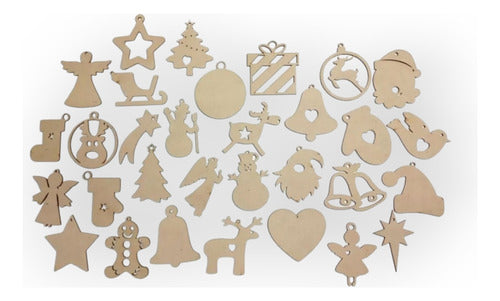 Christmas Ornaments Appliques MDF Fiberboard Words Pack of 15 0