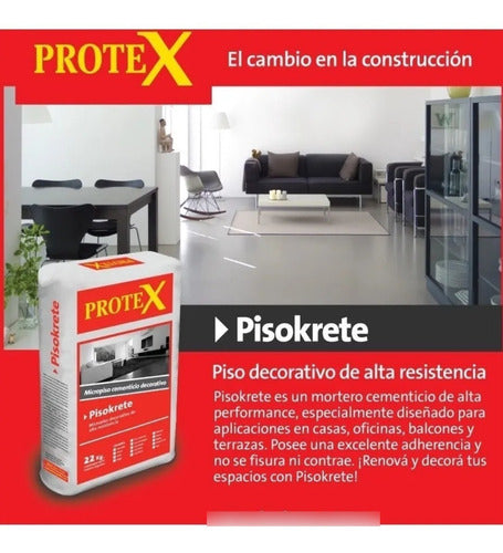 Protex Micropiso Cementicio Microcemento Color Gris Perla 30kg 2