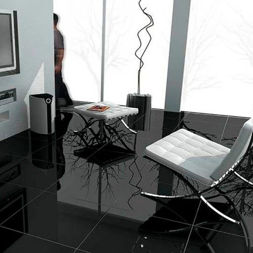 Porce Lux Porcelanato Negro 60x60 Pulido Rectificado Importado 0