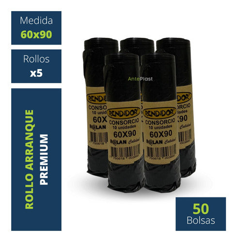 Premium Anti-Drip Black Trash Bags 60x90 cm x5 Roll 0