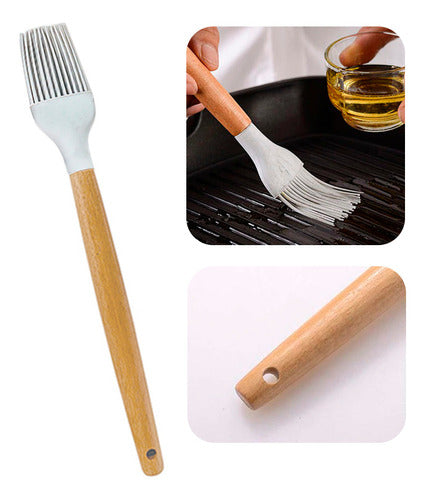 Ambiente Urbano Silicone Kitchen Brush Marble Pattern Wooden Handle 27x4 0