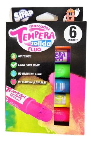 Tempera Solida Sifap Fluo X6 Colores 0