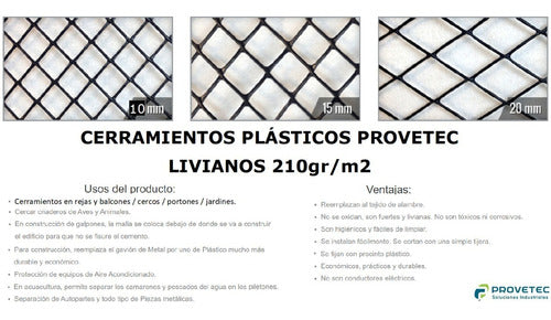 Provetec Malla Plástica Cerramiento Protector Rombo 15x15 1mx5m 6