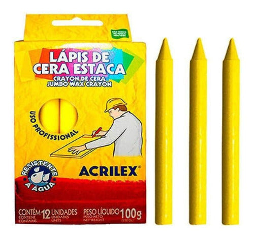 Giz Estaca Amarelo Acrilex Cx C/12 Un 0