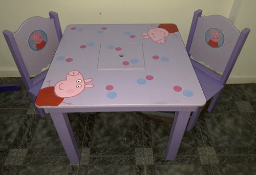 Personalized Wooden Children's Table and Chairs with Character Designs 1