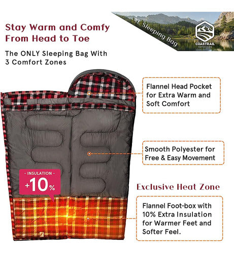 Coastrail Outdoor Sleeping Bag 20F XL - Premium Comfort for Campers 1