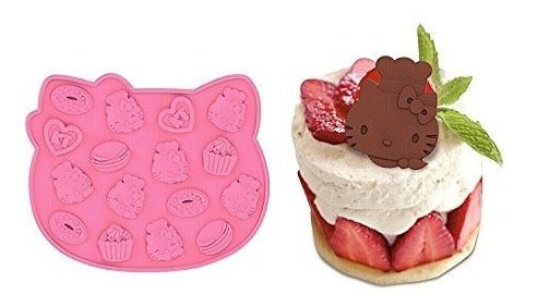 Siliconezone Hello Kitty Collection 8" Non-Stick Silicone Chocochips Chocolate Wafer Mold, Pink 2