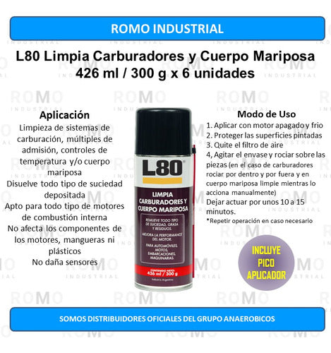 L80 Carburetor Cleaner Body and Throttle 426ml / 300g x 6 Units 1