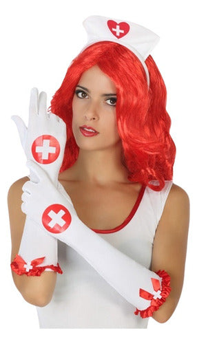 Sexy Nurse Long Fingerless Gloves Costume Pair 0