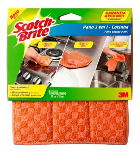 Scotch Brite Microfiber Kitchen Cloth 3 In 1 19x19cm X 1un 1