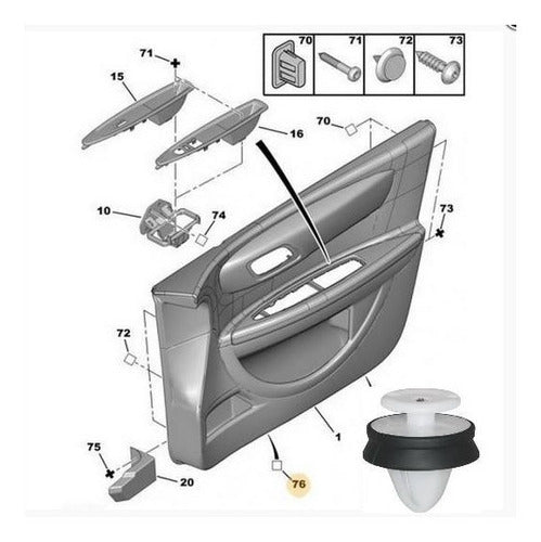 Peugeot Original PSA Door Panel Clips Kit X 10 Units for 308 4