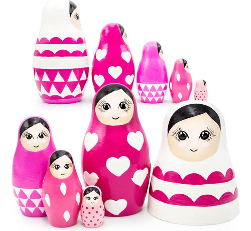 AEVVV Pink Russian Nesting Dolls Set of 5 for Room and Christmas 1