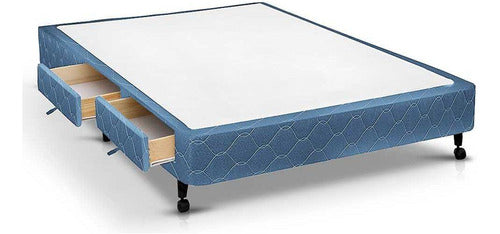 Cama Box Base C/gavetas Casal Poli Azul (138x27-c/4 Gav)cas 0