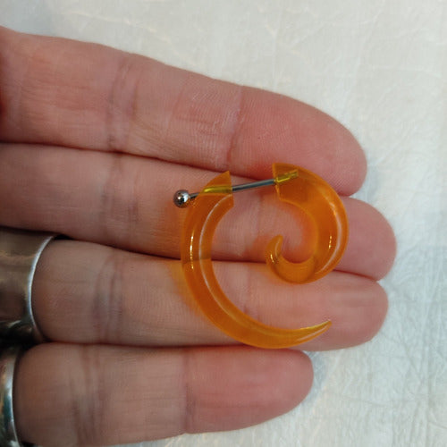 Acrylic Steel Spiral Fake Expander Horn Earrings Piercing 3-4 cm 118