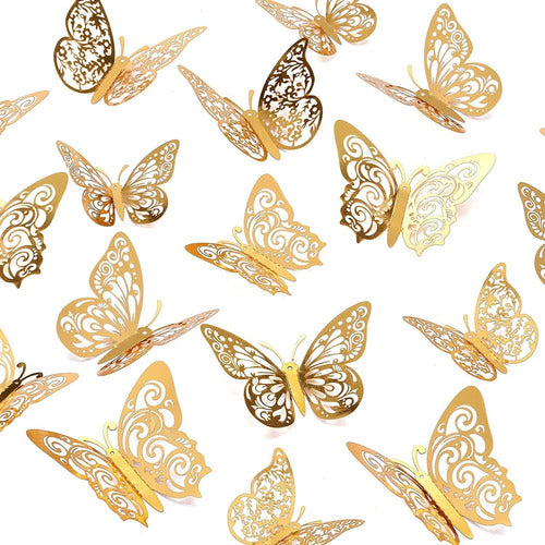 72PCS 3D Butterflies for Decoration, Crafts, Parties - Gold 0