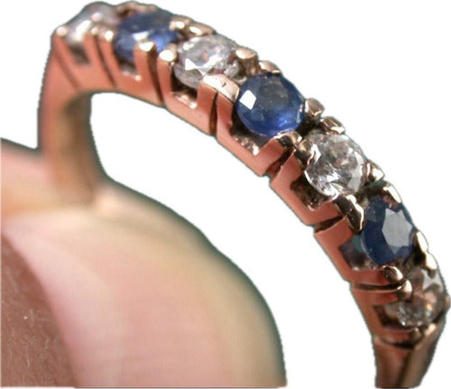 Luli Oport 12k Gold Ring with Zirconias and Blue Sapphires - Endless Medium Style 0