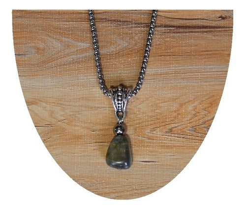 Golden Iridescent Labradorite from Madagascar with Steel Chain 0