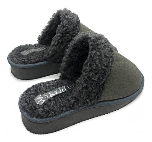 Sky Blue Women's Winter Sheepskin Slipper Skyblue Size 35 to 40 Model 9005 5