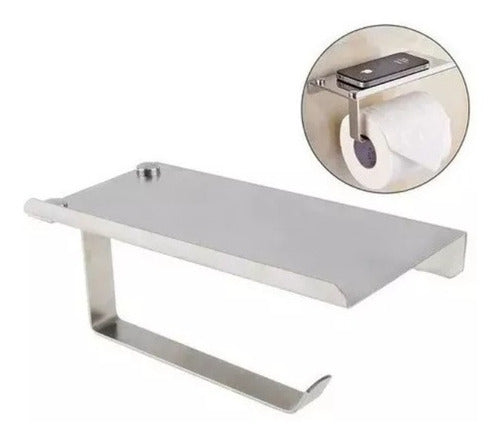 Generic Stainless Steel 2-in-1 Toilet Paper Holder and Cell Phone Stand 2