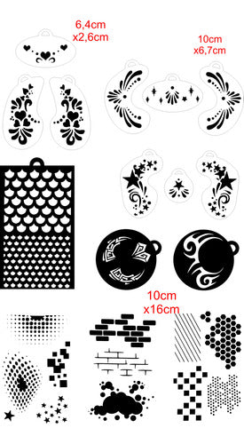 Matezz - Deco Stencils Stencil Maquillaje Artistico Tatto Corporal X 14 Plantillas 1