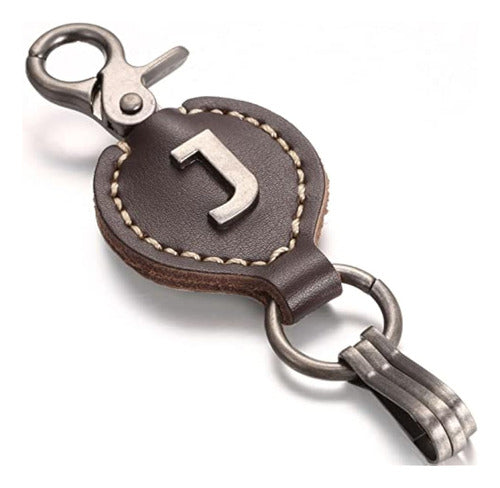 Marino Avenue Leather Keychain For Men, Single Letter Alphabet 0