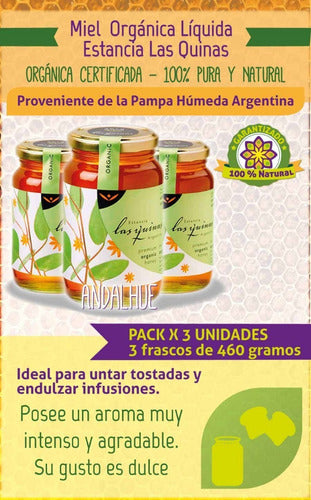 6x Certified Organic Liquid Honey Las Quinas 100% Pure 1