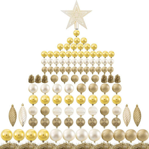 Ogrmar Pack 119 Christmas Tree Ornaments - Golden 0