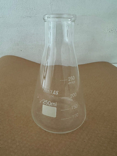 Erlenmeyer De Vidro Boca Estreita Graduado 250ml Calibrado 1