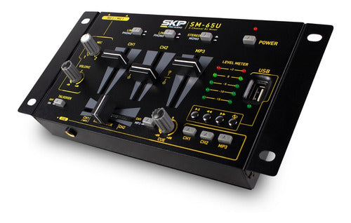 Mixer Dj De Audio 3 Canales Skp Con Usb Mp3 Sm-65u 4