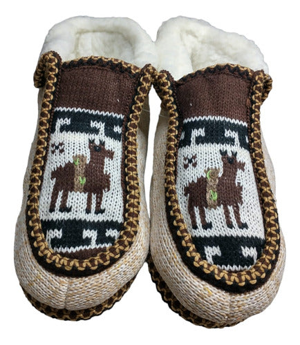 Men's Closed Toe Alpaca Wool Knitted Slippers Sheepskin Lined 40-44 1