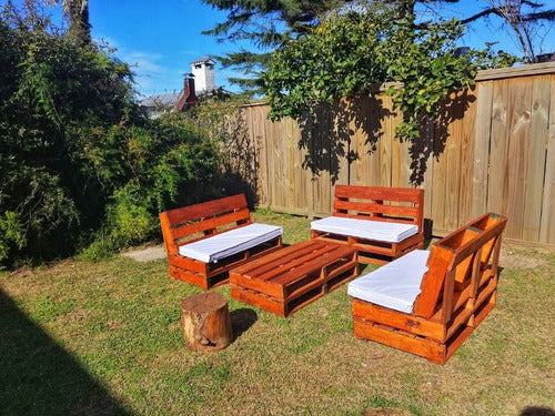 Palletstars Juego De Tres Sillones En Pallet + Mesa Ratona 4