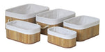 Set of 5 Bamboo and Fabric Rectangular Organizing Baskets 6