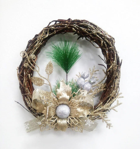 Christmas Wreath Decorated with Wicker, Flowers, and Pearls by Pettish Online 7
