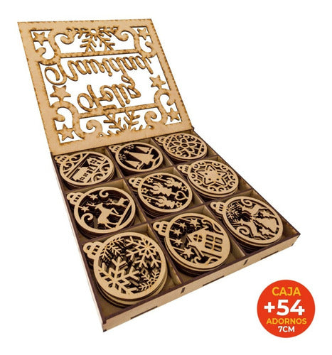 Sun Laser Christmas Box + 54 MDF Ornaments 7cm 1