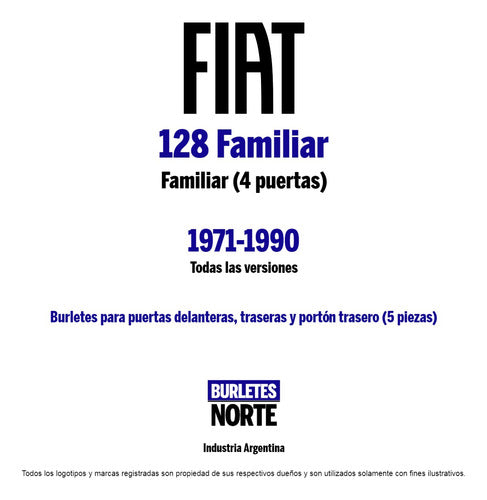Fiat 128 Familiar 71-90 Weatherstrip Set for Doors and Tailgate x5 - Burlete Fiat 128 Familiar 71-90 Prta Portón X5