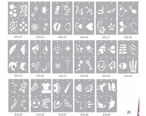 Stencils Plantillas Maquillaje Infantil Pack X 3 Unidades 5