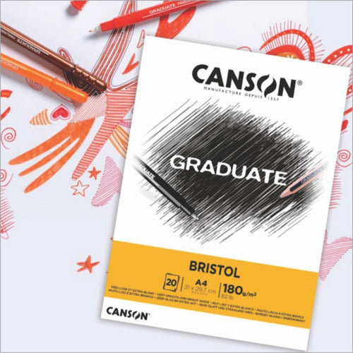 Canson Block Dibujo Graduate Bristol Liso A4 180g 20 Hojas 2