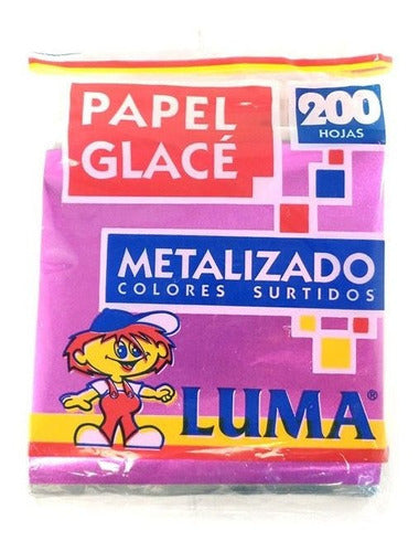 Papel Glacé Metalizado X200 Hojas 10x10cm Colores Surtidos 0