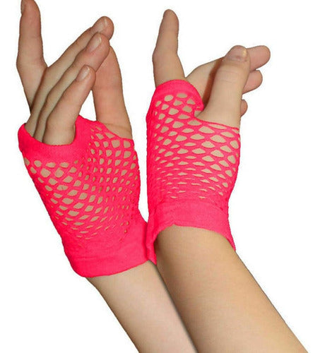 Short Red Fingerless Gloves Retro Costume Party Women's Mitton 3