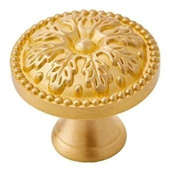 Myxekllo Brass Cabinet Round Knobs, 2 Pack Gold Euro Style Cabinet Knob Dresser Drawer Modern Dresser Drawer Knobs 5