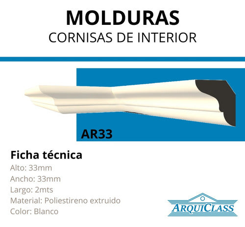 ARQUICLASS Molduras Telgopor Cornisa Para Interior AR-33 1