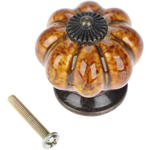 Mgoodoo 20 Tiradores Ceramica Forma Calabaza Marron Leopardo 0