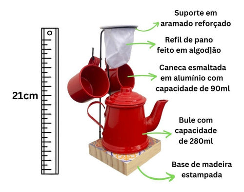 Kit 20 Mini Coador Café Gourmet Bule C 2 Canecas 90ml 1