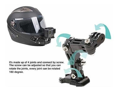 Wlpreoe 34in1 Motorcycle Helmet Chin Mount Kit for GoPro Hero 10 9 8 7 Black Silver White 6 5 4 Osmo and Other Action Camera 6
