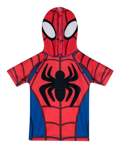 Marvel Remera Niño Protección Solar UV Spiderman Con Máscara 0