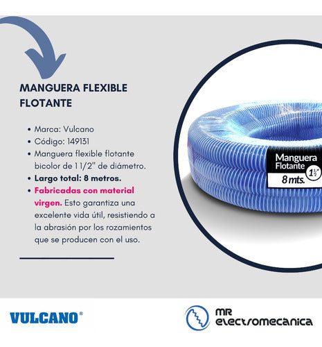 Vulcano Pool Cleaning Kit: Vacuum Head + 8m Hose + Connector 5