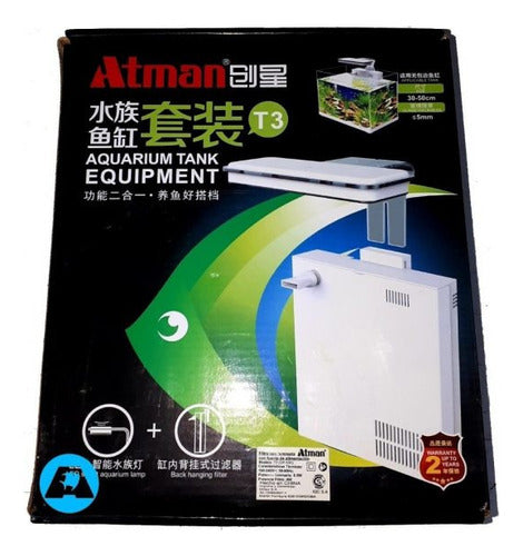 Filtro Interno Sumergible Atman T3 350 L/h + Iluminador Led 0