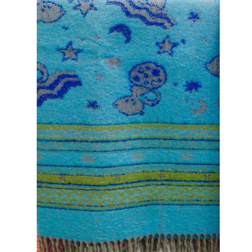 Detrás del Arco Iris Turquoise Woven Blanket 0